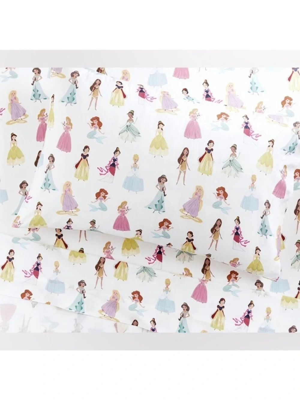 Pottery Barn Kids x Disney princesses watercolor castle bedding flat sheet twin